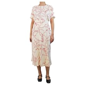 Victoria Beckham-Cream chain-link printed midi dress - size UK 10-Red