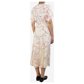 Victoria Beckham-Cream chain-link printed midi dress - size UK 10-Red