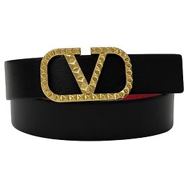 Valentino Garavani Reversible Leather Belt Black Red