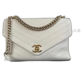 Sac Chanel coco chevron Meduim blanc Blanc cassé