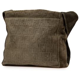 Fendi-Sac messager en suède Zucca marron Fendi-Marron,Kaki