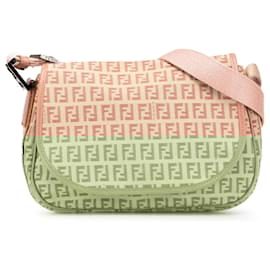 Fendi-Sac à bandoulière en toile Zucchino marron Fendi-Marron,Beige