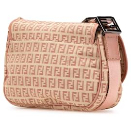 Fendi-Sac à bandoulière en toile Zucchino marron Fendi-Marron,Beige