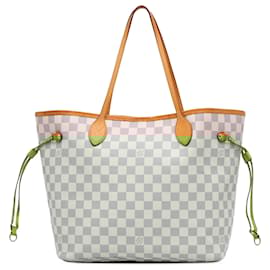 Louis Vuitton-Louis Vuitton White Damier Azur Neverfull MM-White
