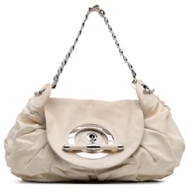 Dior-Dior White Leather Jazz Club Shoulder Bag-White,Cream