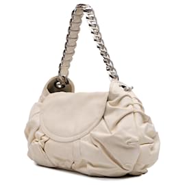 Dior-Dior White Leather Jazz Club Shoulder Bag-White,Cream