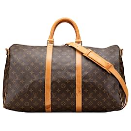 Louis Vuitton-Louis Vuitton Brown Monogram Keepall Bandouliere 50-Brown