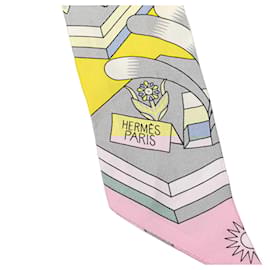 Hermès-Hermès Yellow La Source de Pegase Silk Twilly Scarf-Other