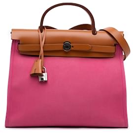 Hermès-Hermès Pink Toile Herbag Zip 31-Other
