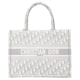 Dior-Dior Gray Medium Oblique Canvas Book Tote-Brown,Grey