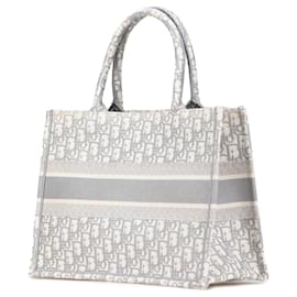 Dior-Dior Gray Medium Oblique Canvas Book Tote-Brown,Grey