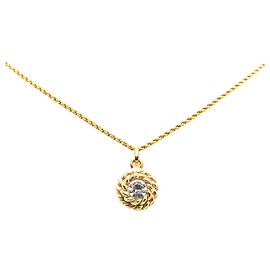 Collier pendentif en strass plaqué or Chanel Doré