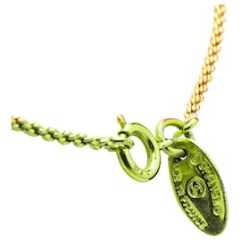Chanel-Chanel Gold Gold Plated Rhinestone Pendant Necklace-Golden