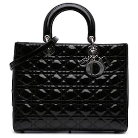 Dior-Dior Black Large Patent Cannage Lady Dior-Black