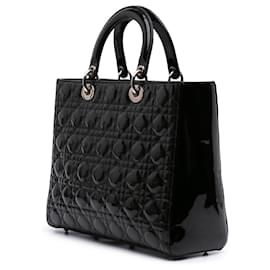 Dior-Dior Black Large Patent Cannage Lady Dior-Black