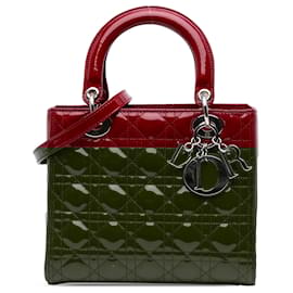 Dior-Dior Red Medium Patent Cannage Lady Dior-Red,Dark red