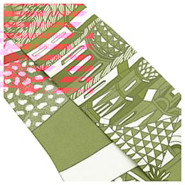 Hermès-Hermès Red Animapolis Silk Twilly Scarf-White,Red