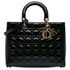 Dior-Dior Black Large Patent Cannage Lady Dior-Black