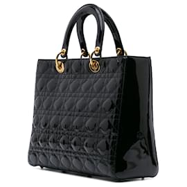 Dior-Dior Black Large Patent Cannage Lady Dior-Black