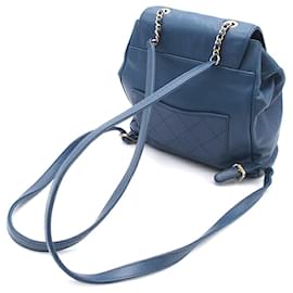 Chanel-Chanel Blue Caviar Business Affinity Backpack-Blue