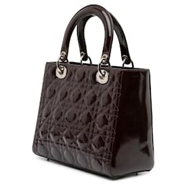 Dior-Dior Purple Medium Patent Cannage Lady Dior-Other,Purple