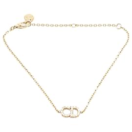 Dior-Dior Gold Gold Plated CD Logo Rhinestones Bracelet-Golden