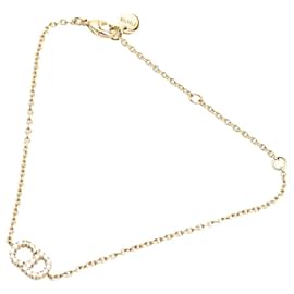 Dior-Dior Gold Gold Plated CD Logo Rhinestones Bracelet-Golden