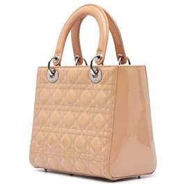 Dior-Dior Brown Medium Patent Cannage Lady Dior-Brown,Flesh