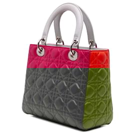 Dior-Dior Pink Medium Tricolor Lambskin Cannage Lady Dior-Pink,Other