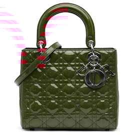 Dior-Dior Red Medium Patent Cannage Lady Dior-Red