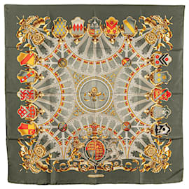 Hermès-Hermès Green Ich Dien Silk Scarf-Green,Olive green