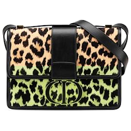 Dior-Dior Brown Pony Hair Leopard Print 30 Montaigne Flap-Brown
