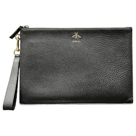 Gucci-GUCCI Animalier Leather Pouch 523684-Black