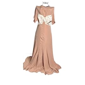 Rochas-Pastel pink evening dress, flared silk, new with tag size 40 Rochas-Other