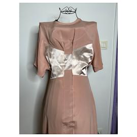 Rochas-Pastel pink evening dress, flared silk, new with tag size 40 Rochas-Other