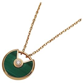 Cartier-Cartier Pink Gold Necklace with Malachite and Diamond Amulet-Golden
