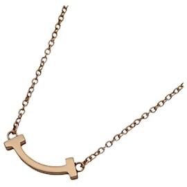 Tiffany & Co-Tiffany & Co. 18K Pink Gold T Smile Mini Necklace-Golden