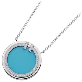 Tiffany & Co-Tiffany & Co. White Gold Necklace with Diamond and Turquoise-Golden