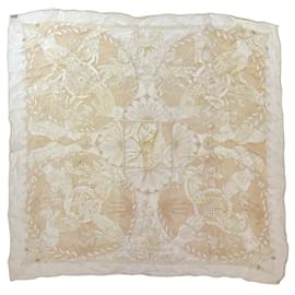 Hermès-Hermes Silk Scarf in Beige-Beige