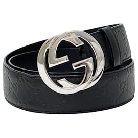 Gucci-Cinto de couro Shima entrelaçado para homens Gucci-Preto