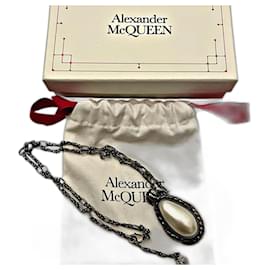 Alexander Mcqueen-Authentic Vintage Alexander McQueen Rare Runway Crystal Snake Pendant Necklace-Silver hardware