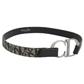 Christian Dior Trotter Canvas Belt 28"" Navy Auth ar13581 Navy blue