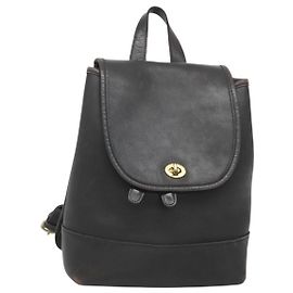 Coach Backpack Leather Black Gold Auth 125107 Black Golden