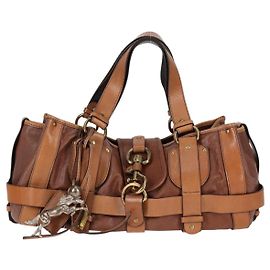 Chloé Kerala Sac à main en cuir marron doré Auth 122040M Marron Doré