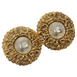 Boucles d'oreilles CHANEL en métal doré CC Auth bs25961 Doré