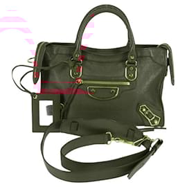Balenciaga-BALENCIAGA Classic Metallic Edge City S Bag Leather Red Gold 432831 Auth am8323M-Red,Golden