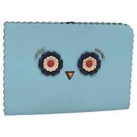 FENDI Clutch Bag Leather Light Blue Auth bs25680 Light blue