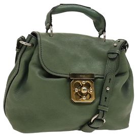 Chloé Borsa a mano in pelle Chloe Elsie 2 vie verde oro Auth BA1842 D'oro Verde