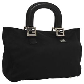 FENDI Handtasche aus schwarzem Nylon mit Silber authentisch 122023 Schwarz Silber