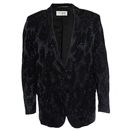 Saint Laurent-Saint Laurent, 2019 Jacquard woven blazer with beads-Black